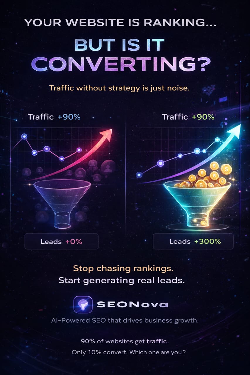 SEO funnel showing high traffic but zero leads vs optimized funnel generating high conversions and revenue